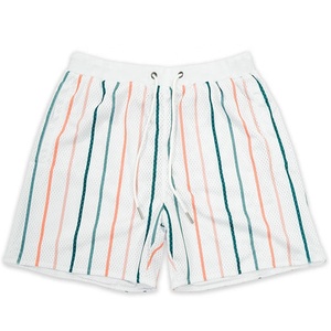 Pantalones Cortos de Playa Casuales de Verano para Hombre, con Cordón Elástico en la Cintura, Estampado a Rayas Simple, de Alta Calidad, con Logotipo Personalizado OEM - Product Image 4