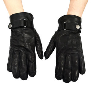 Gants d'hiver en cuir unis pour femme, doublés polaire, chauds et isolants, pour usage quotidien, fêtes et activités extérieures, à doigts complets - Product Image 5