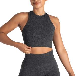 Custom Women Seamless High Neck Sports <b>Bra</b> Crop Top Gym Fitness Yoga Workout Stretch Breathable Activewear Set OEM Wholesale - Product Image 5