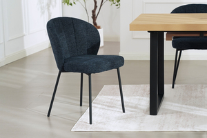Factory Price Upholstered Dining <b>Chair</b> <b>Navy</b> Fabric Side <b>Chair</b> Metal Leg <b>Accent</b> Seat for Home Furniture - Product Image 6