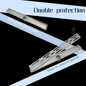 Griglia di copertura rimovibile da 24 pollici filtro per capelli quadrato lineare per doccia scarico a pavimento spazzolato 304 scarichi moderni in acciaio inossidabile - Product Image 3