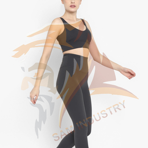 Ensemble de yoga pour femmes avec logo personnalisé, en spandex/polyester, sans manches, séchage rapide, respirant, motif uni - Product Image 6