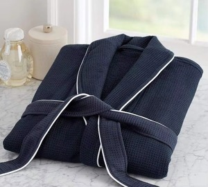 Hotel Supplies Summer Long Absorbent Bath Robe Men Sleepwear Dressing <b>Waffle</b> Cotton Bath Robe - Product Image 1