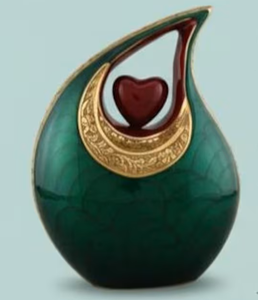 Urnas de Cremación AHO Antiguas de Color Verde con Acabado Colorido en Forma de Lágrima para Cenizas Funerarias, 200 Pulgadas Cúbicas, Ecológicas y Duraderas - Product Image 6