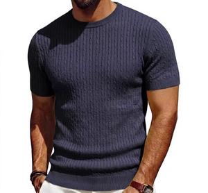 <b>Men's</b> Short Sleeve O-Neck Knitted Sweater <b>Animal</b> Print Sequin Embroidery Regular Fit Casual 100% Cotton Breathable Regular - Product Image 2