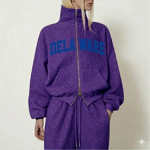 Ensemble de survêtement de luxe pour femme en coton 1005, polaire brodé, éco-responsable, avec sweat à capuche à double fermeture éclair et pantalon de jogging, tenue décontractée - Product Image 3
