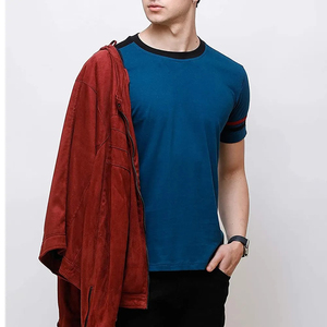 T-shirt décontracté pour homme en coton tricoté coupe ajustée 150 grammes motif léopard brodé manches courtes anti-boulochage - Product Image 6
