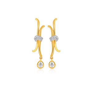 Aurora Knot Lab Grown Diamond Drop <b>Earrings</b> Twisted Design 14K Yellow Gold <b>Infinity</b> Curve Dangle - Product Image 1