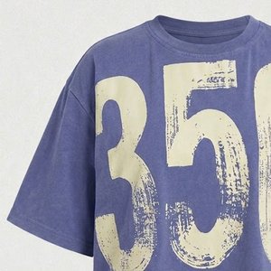 Nouveaux T-shirts d'été unisexes bleus surdimensionnés à logo personnalisé, en coton tricoté épais 220g, respirants, coupe ample - Product Image 6