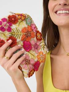 Bolso de mano étnico geométrico con cuentas para mujer, con correa de cadena dorada, tipo bandolera - Product Image 2