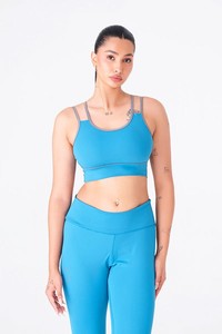 Women's High Support Sports Bra Deep V-Neck Mesh Decoration Yoga <b>Design</b> Eco-Friendly - Product Image 2
