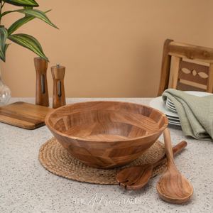 Tazón de Servir Artesanal de Madera con Diseño Floral, Vajilla para Cocina HCZ-213 Sin Recubrimiento, para Fiestas, 1 kg, ZONA Uttar Pradesh - Product Image 3