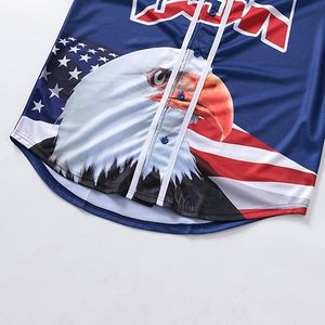 เสื้อธงชาติอเมริกัน เสื้อเบสบอล USA สำหรับผู้ชาย เสื้อวันชาติอเมริกา 4 กรกฎาคม เสื้อผู้ชายแขนสั้นติดกระดุม - Product Image 2