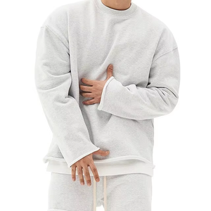 Unisex Oversized Hooded <b>Sweatshirt</b> Solid Gray 80% Cotton French Terry Casual Pullover Breathable Regular Fit Winter Wear 320g - Product Image 2