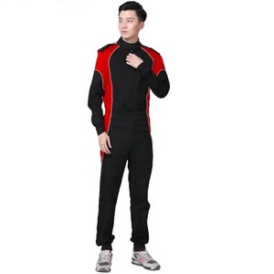 Traje de Carreras para Hombre, Rojo y Negro, Manga Larga, Poliéster/Nailon, Impermeable, Secado Rápido, para Todas las Temporadas, Diseño Color Block, Ropa para Carreras de Karts - Product Image 2
