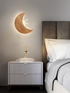 La nouvelle Offre Spéciale moderne bois LED <span class=keywords><strong>lune</strong></span> applique murale pour chambre d'enfant chambre lampe de chevet 3000K-6000K intérieur en bois <span class=keywords><strong>lune</strong></span> applique murale - Product Image 6