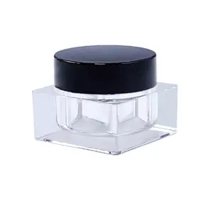 30ml PET Clear Square Plastic Empty Single Wall Cream Jar ABS Black White Round Screw Cap (IR30)