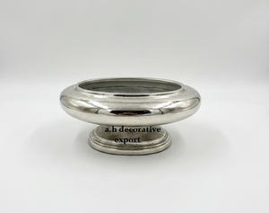 Bol décoratif de luxe en aluminium argenté sur pied, plat à bonbons en métal, bol à fruits haut de gamme pour centre de table de mariage - Product Image 5