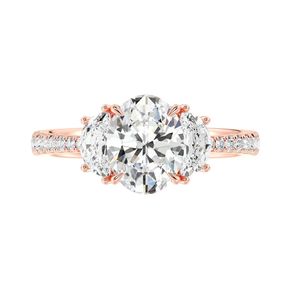 2 Ct Oval Solitaire Engagement <b>Ring</b> with Half <b>Moon</b> - Product Image 6