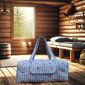 Handmade Indian Craft Hand Block Printed Cotton Quilted Duffle <b>Bag</b> <b>Travel</b> Gym Overnight Eco-Friendly Soft Large Capacity - Product Image 2