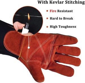 Long Sleeve Welding Gloves Heat & Fire Resistance Work Gloves <b>Oven</b>, <b>Grill</b>, Fireplace Safety Welder Waterproof Work Gloves - Product Image 4