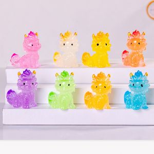 Statua di Drago in Resina Multicolore Creativa, 16 Pezzi, Ornamenti Luminosi per Giardini, Cortili e Scrivanie - Product Image 2