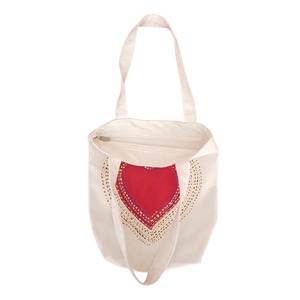 Bolso de mano de algodón pintado a mano más vendido con motivo de corazón, elegante bolso de tela de diseño étnico, perfecto y disponible para la venta. - Product Image 6