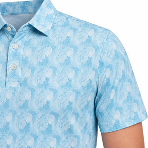 Custom Men's <b>Blue</b> Abstract Print Golf <b>Polo</b> <b>Shirt</b> Short Sleeve Sublimation Sportswear OEM Manufacturer - Product Image 6
