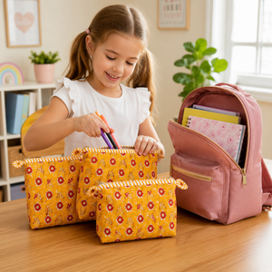 Jaipur Block Print <b>Toiletry</b> Bag Set of 3 Sizes Multi-Function Cosmetic <b>Storage</b> Travel Organizers Daily Use Durable Machine Wash - Product Image 4