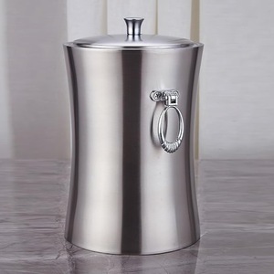 Seau à glace isotherme double paroi en acier inoxydable de style américain, qualité supérieure, avec pinces, idéal pour les fêtes - Product Image 1