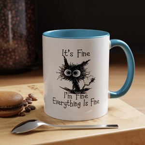 Ceramic Coffee <b>Mug</b> With Cartoon Cat Design Pink Handle White Body Screen Printed Novelty Home Use Dishwasher Safe - Product Image 4