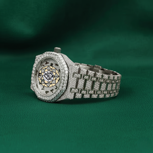 Reloj Unisex Octagonal de Acero Inoxidable con Diamantes de Laboratorio, Esfera Hip Hop y Cierre Desplegable, Reloj Único con Diamantes - Product Image 5