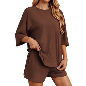 Women <b>Boxer</b> Shorts 2026 Regular Fit <b>Polyester</b>+spandex Solid Above Knee Button Comfy Sleep Pajama Loungewear Plus Size Custom OEM - Product Image 1
