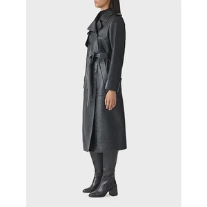 Manteau en cuir véritable pour femme, veste longue élégante, vêtement d'extérieur sur mesure de qualité supérieure, fabricant - Product Image 3