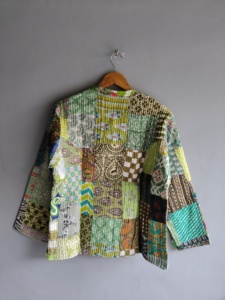 Quilted <b>Patchwork</b> <b>Jacket</b> Women's Mandarin Collar Full Sleeve Cotton Spring Style Regular Length Button Closure gift for her - Product Image 6