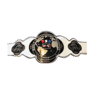 World Heavyweight Championship Belt USA Flag Design with World <b>Map</b> Black and White Strap Collectible Title Belt - Product Image 1