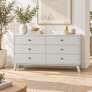 Commode à 6 tiroirs EVEREST Collection, en bois de pin, design personnalisable pour le rangement de la chambre à coucher - Product Image 5