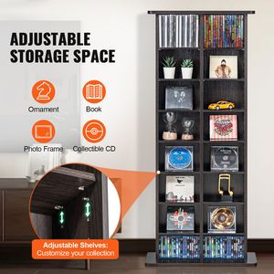 Mobile Portaoggetti per Soggiorno, Scaffale DVD a 8 Livelli, 464 Scomparti per CD, Ripiani Regolabili per 16 Scomparti CD, Protegge i CD - Product Image 2
