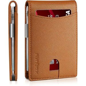 Men's Minimalist 11 Card Holder <b>RFID</b> <b>Blocking</b> Small Leather Bifold Money Clip Slim <b>Wallet</b> with Front Pocket Gift Box Included - Product Image 1
