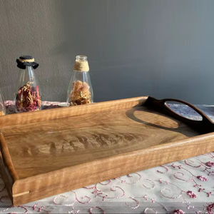 Plateau de service et assiette à fruits en bois de hêtre japonais personnalisable, poli, de luxe, écologique, fait main, pour restaurant et usage domestique - Product Image 1