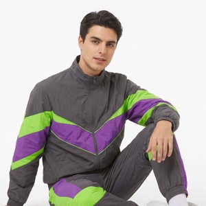 OEM Custom LOGO Embroidery Two Piece Zip up <b>Jacket</b> Long Set with <b>Reflective</b> Polyester Windbreaker Tracksuits for Men - Product Image 4
