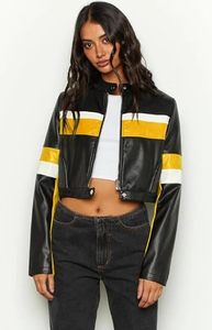 Veste courte en similicuir noir pour femme, veste de motard tendance à fermeture éclair, vêtements Y2K - Product Image 5