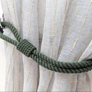 Curtain Holdback – Dark Green (Khaki) Cotton Rope Tieback for Natural & Rustic Interiors - Product Image 1