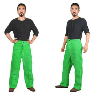 Pantalones de Soldadura de Cuero Dividido Personalizados, Resistentes al Fuego, Ropa de Trabajo Industrial con Costuras de Kevlar, Pantalones de Seguridad Resistentes para Soldadores - Product Image 4