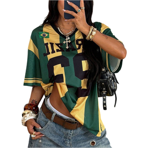 Maillot de football pour femme des Saints de la Nouvelle-Orléans, col en V, en mesh, manches courtes, respirant, imprimé par sublimation, coupe classique, vêtements pour adultes - Product Image 4