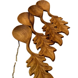 Vietnam Rustic Carved Scoop Leaf Wooden <b>Spoon</b> Hardwood Material for Tea Coffee Spice Scoop Kitchen <b>Serving</b> Tool - Product Image 1