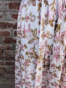 New Arrival Indian Hand Block Printed White Cotton Long <b>Skirt</b> Dress for Women Casual Style <b>Elastic</b> Waistband Breathable <b>Skirt</b> - Product Image 4