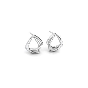Boucles d'oreilles clous géométriques abstraites en argent 925 plaqué or rose, serties de micro-cristaux de zirconium étincelants, bijoux fins modernes pour femmes, cadeau - Product Image 3