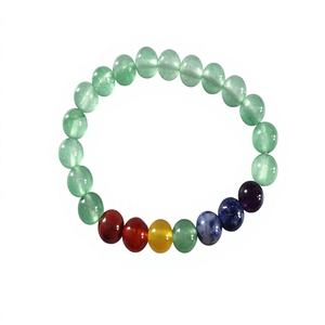 Handmade Polished Beads 7 <b>Chakra</b> Healing <b>Bracelet</b> Natural Green Onyx Semi-Precious Crystal Gemstone Energy Gujarat - Product Image 1