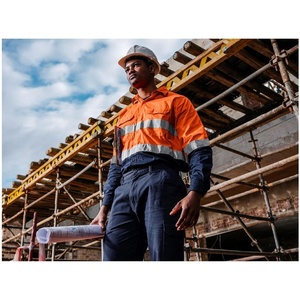 Camisa de Seguridad Reflectante 100% Algodón, Personalizable, Cuello Alto, Manga Larga, Transpirable, con Protección UV, Ropa de Trabajo de Alta Visibilidad BS - Product Image 3